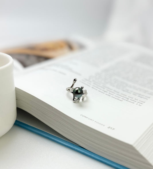 Modern Art Tahitian Pearl (9-9.5mm) Ring | Unique Pearl Jewellery