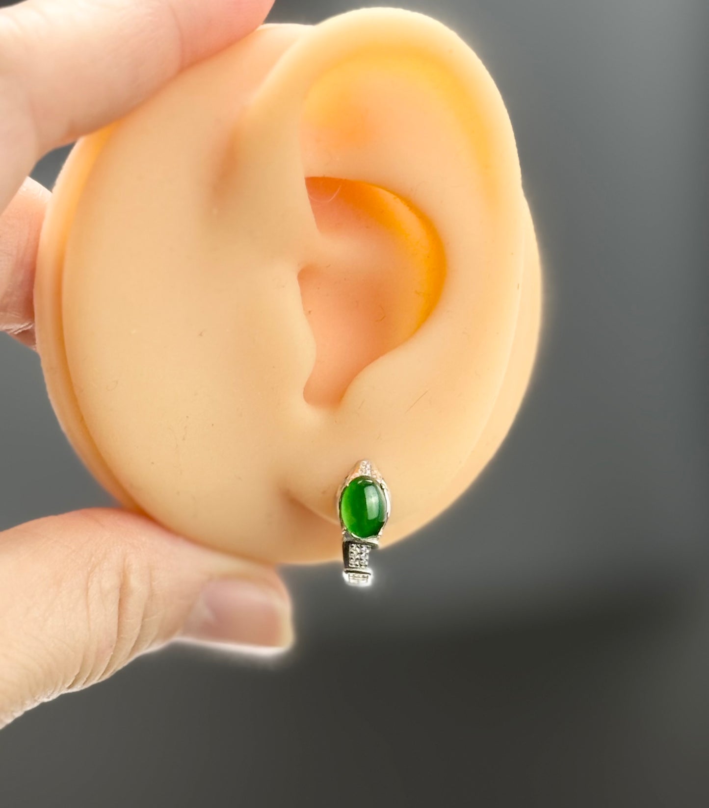 Natural Grade A Elegant Jadeite Snake Earrings | Sterling Sophistication.