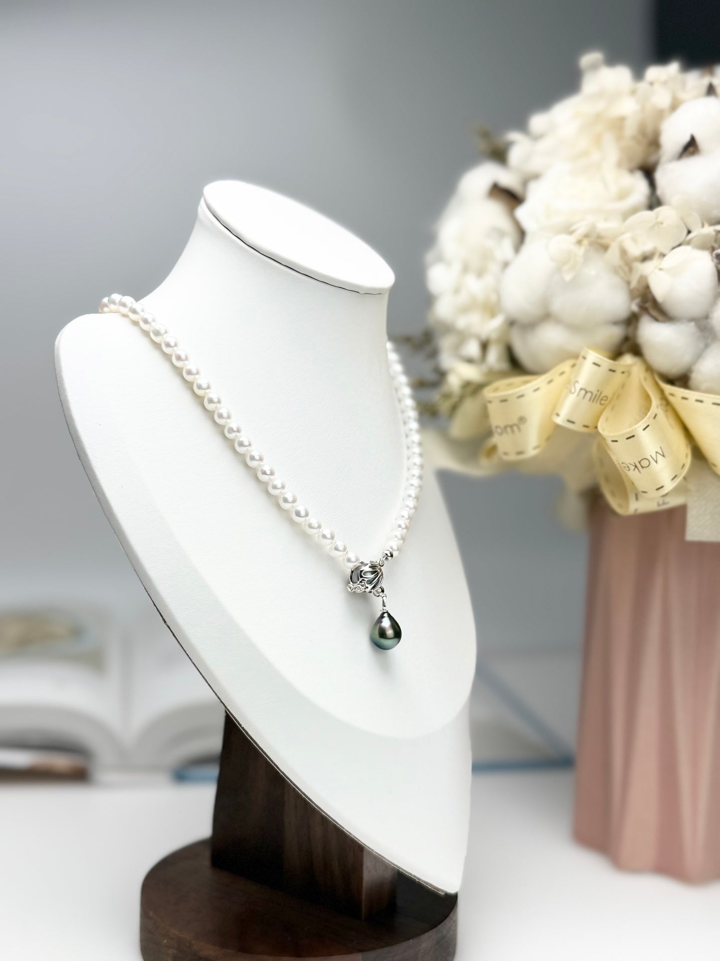 18K Solid Gold Freshwater & Tahitian (Grey & Peacock Green) Convertible Pearl Necklace