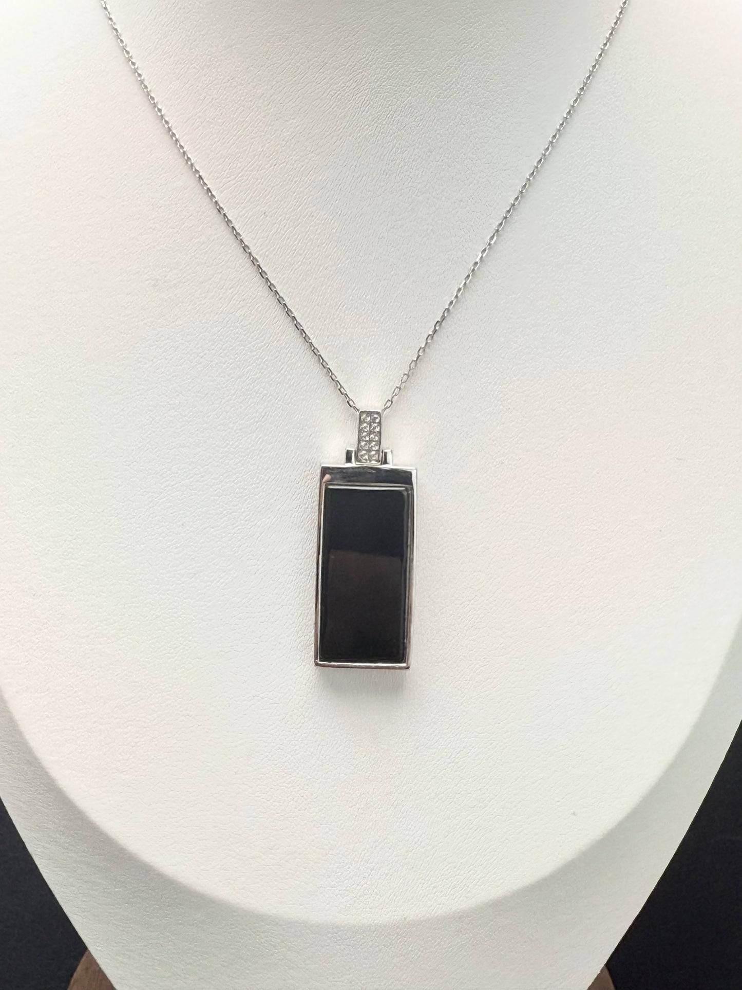 Natural Grade A Rectangle (无事牌）Black Jadeite Pendant | Modern Elegance.