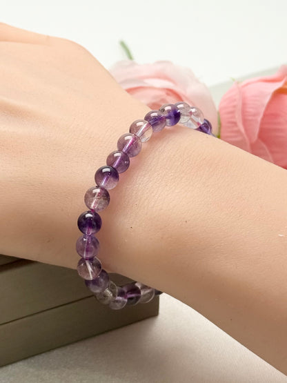 Natural Super 7 Purple Crystal Bead Bracelet