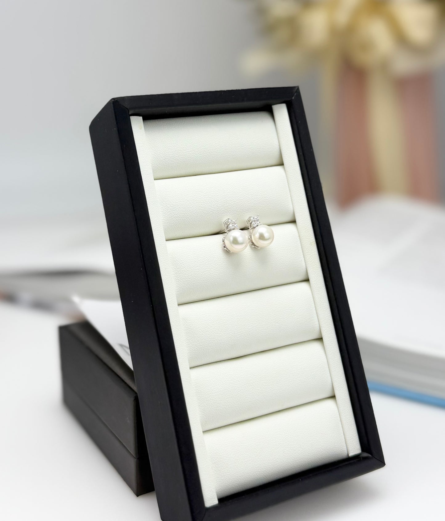 Elegant Clover Japan Akoya Pearl (8.5-9mm) Earrings