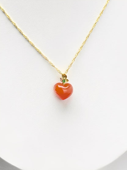 18K Solid Gold Exquisite Nanhong South Red Agate Pendant