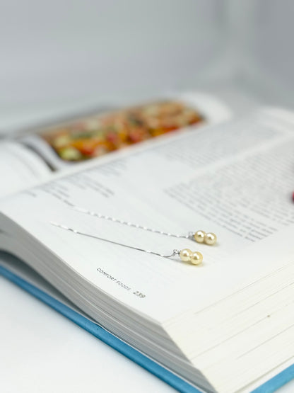 Elegant Saltwater Japan Twin Akoya Pearl Threader Earrings | Classic Drop Design