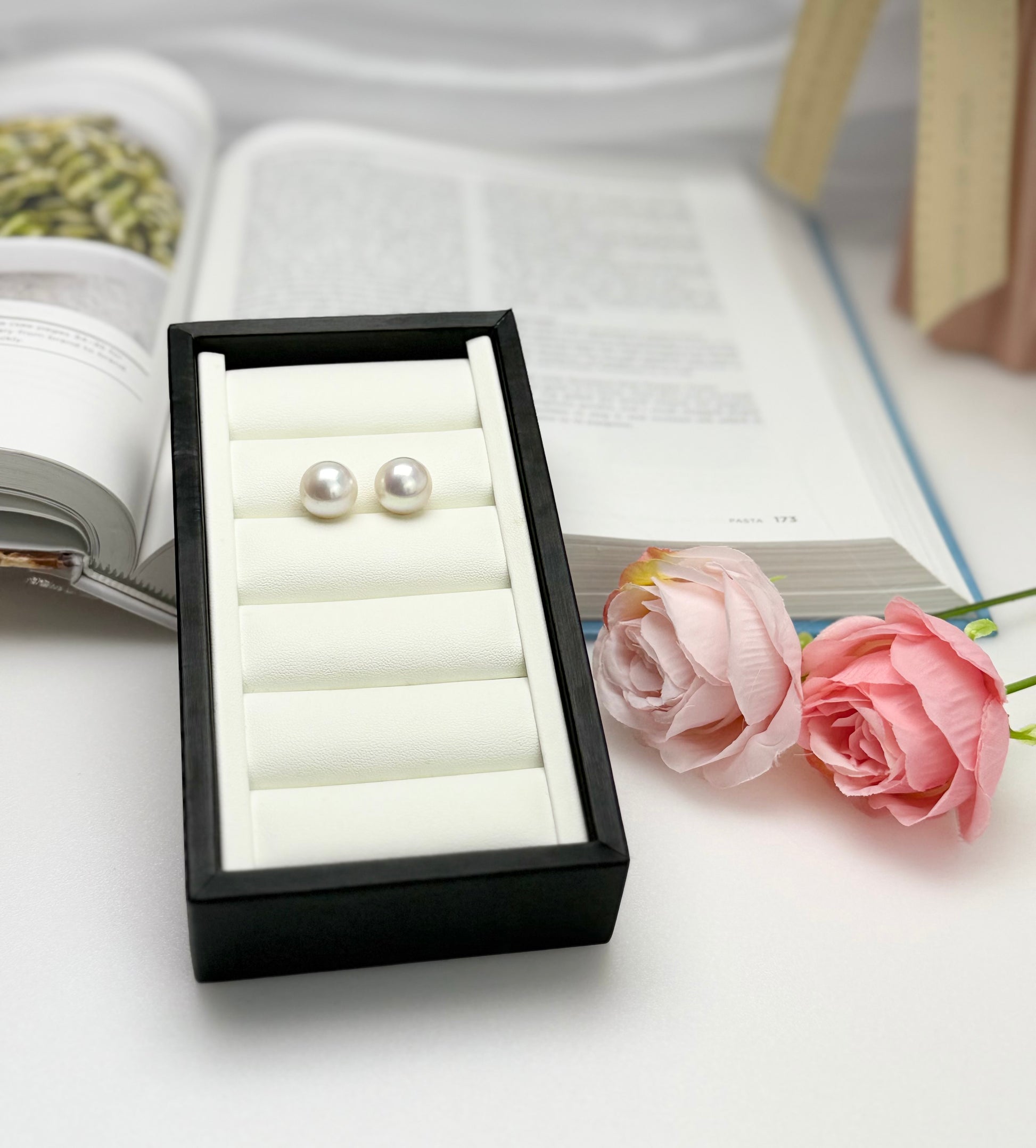 18K Solid White Gold Top Lustre White Edison Pearl (12.5-13mm) Stud Earrings.