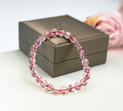 Super 7 Strawberry Crystal Bead Bracelet | Love & Abundance