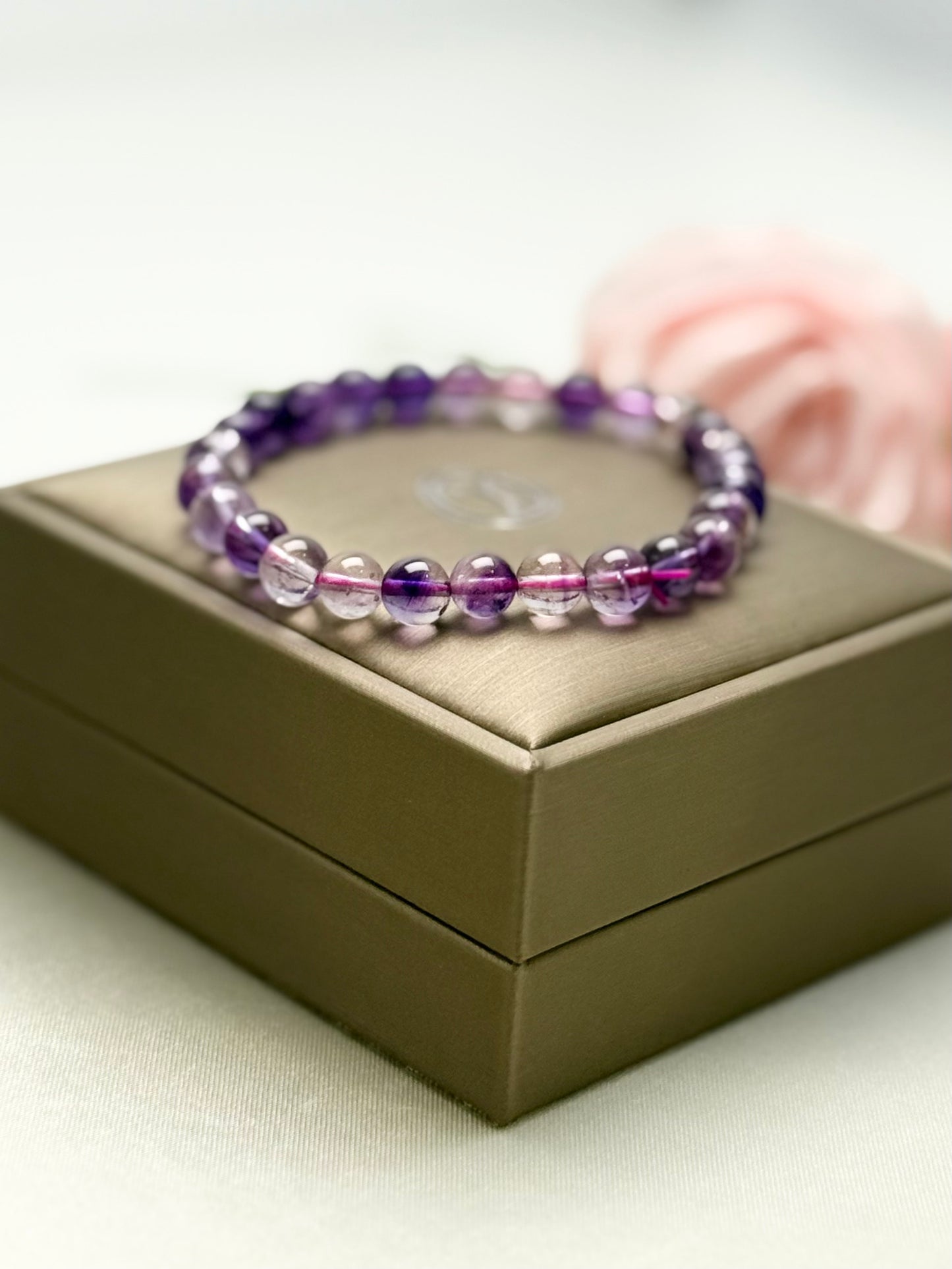 Natural Super 7 Purple Crystal Bead Bracelet