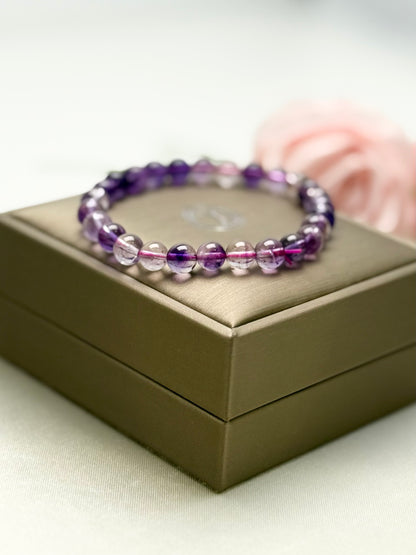 Natural Super 7 Purple Crystal Bead Bracelet