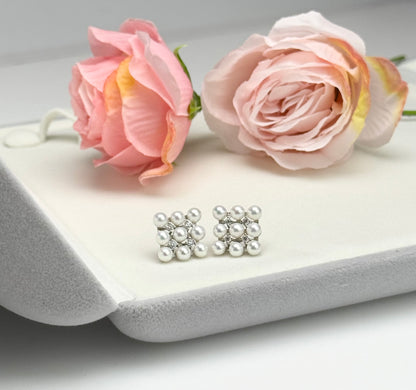 Elegant Blossom Freshwater Pearl (4-4.5mm) Stud Earrings.