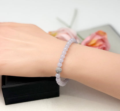 Natural Grade A Lavender Purple Jadeite Serenity Bracelet