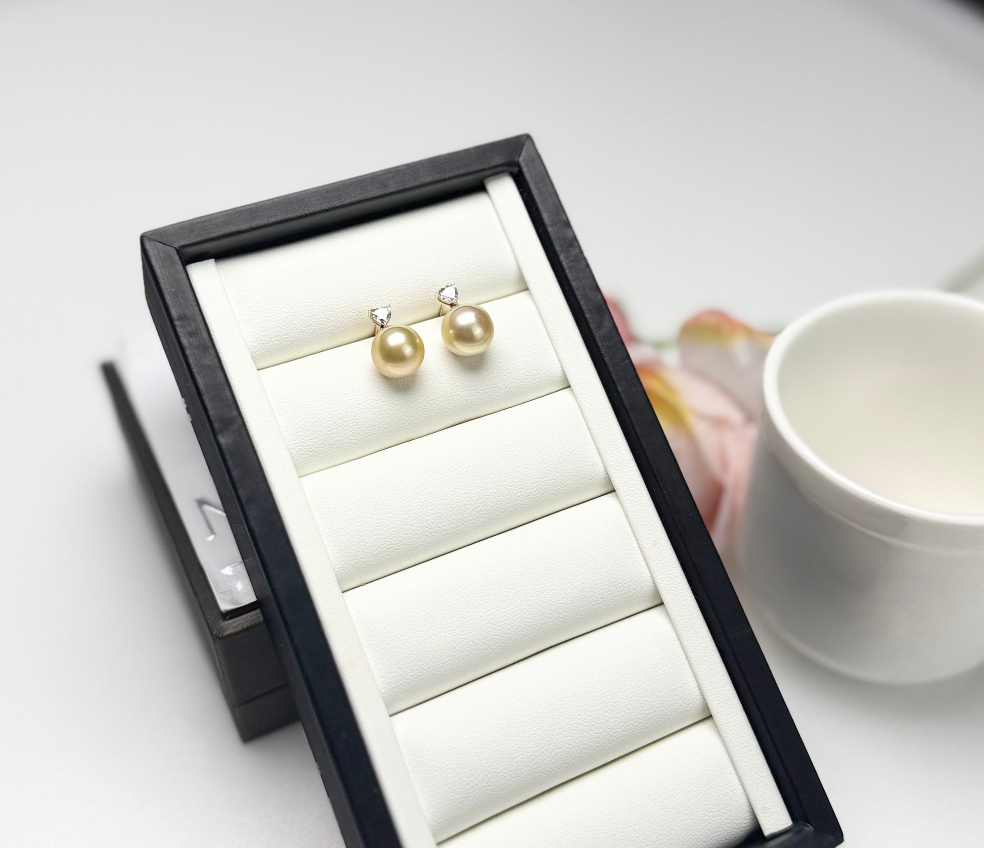 18K Solid Gold Golden South Sea Pearl Earrings | Timeless.