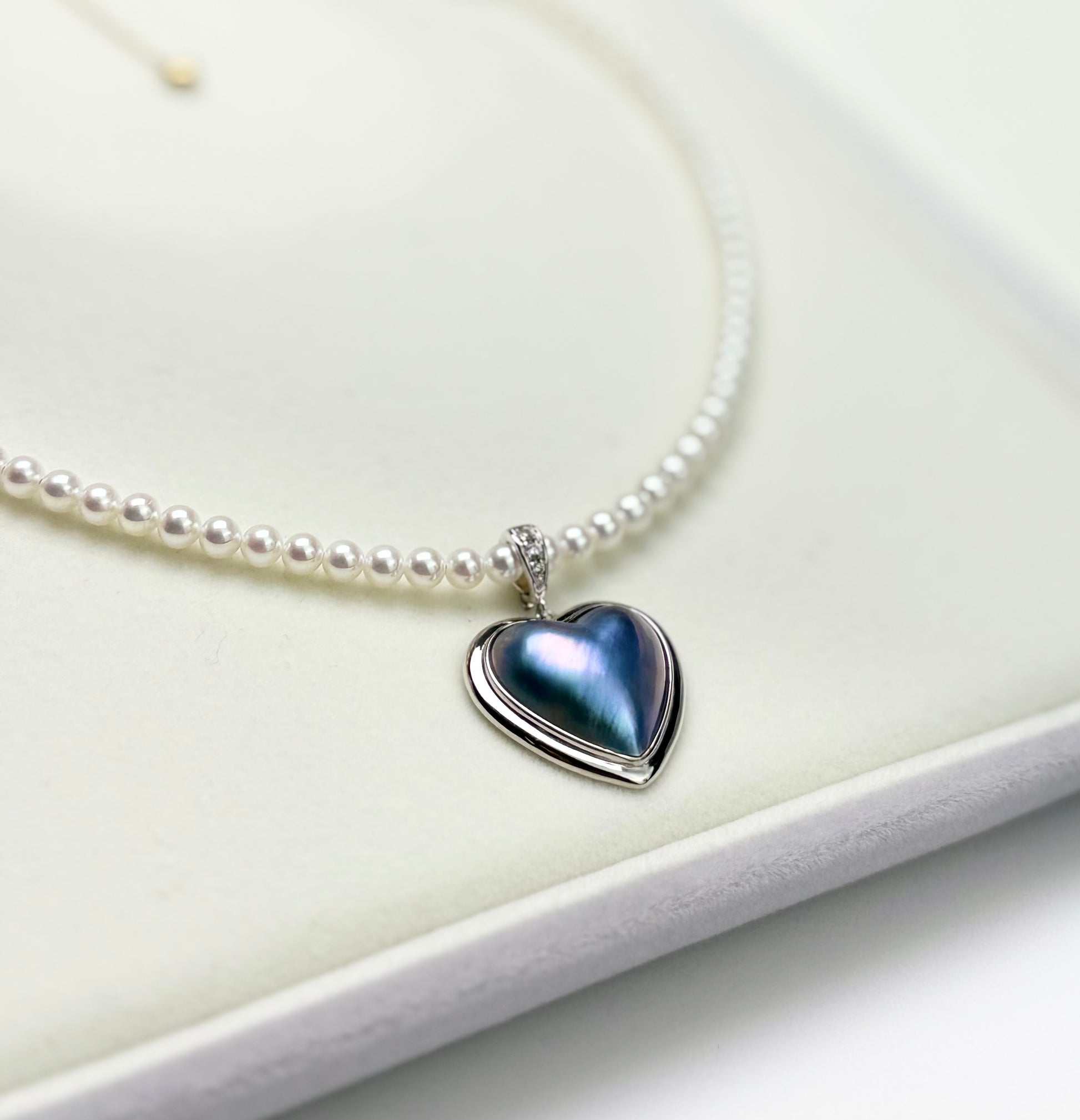 Heart-Shaped Saltwater Blue Mabe Pearl Pendant.