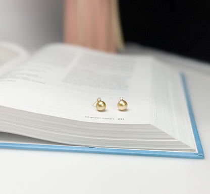 18K Solid Gold Golden South Sea Pearl Earrings | Princess Diana Design