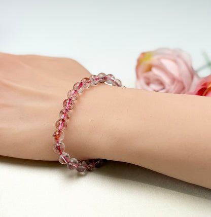 Super 7 Strawberry Crystal Bead Bracelet | Love & Abundance