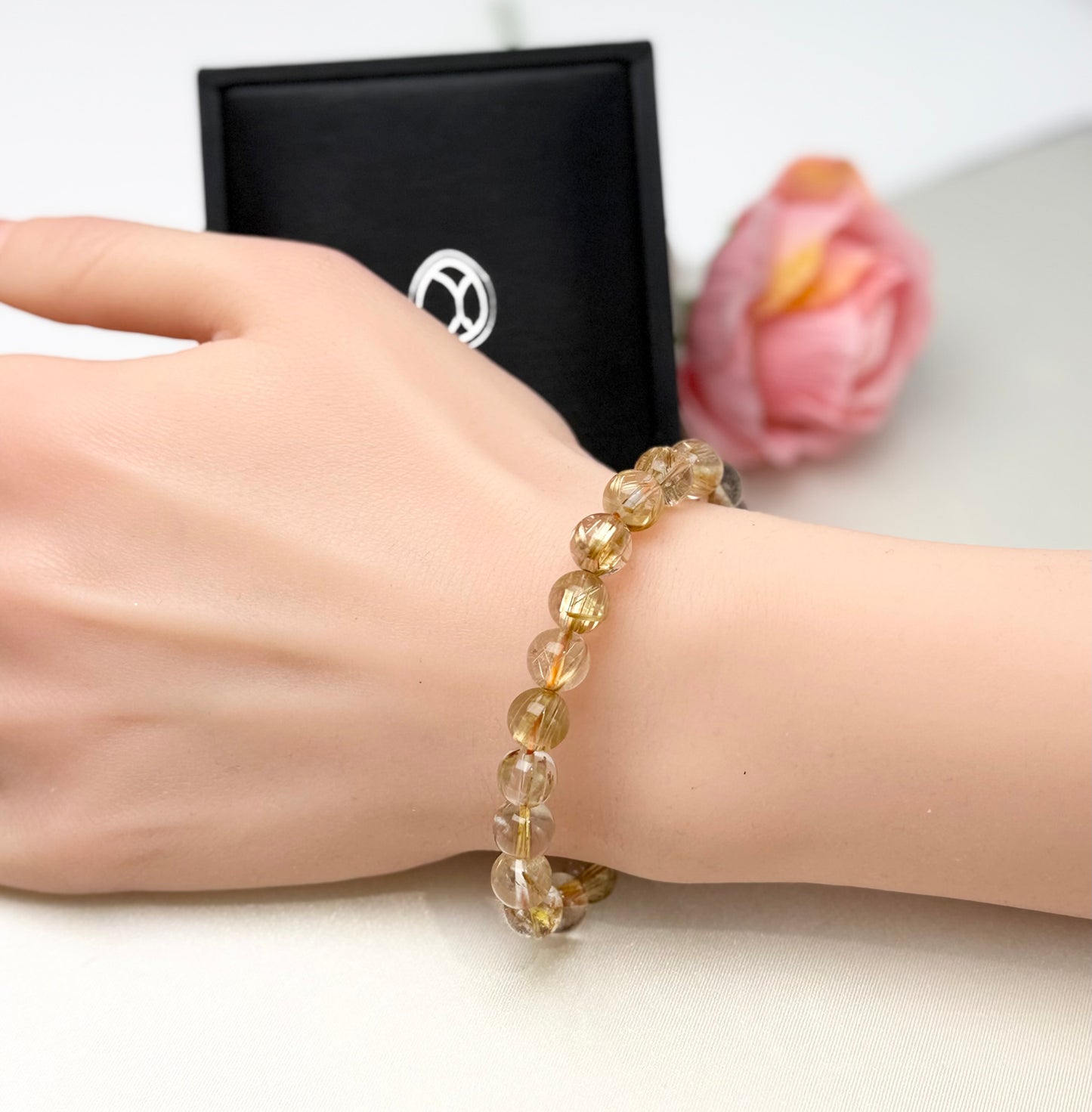 Top Grade Gold Titanium Crystal Bead (8.5-9mm) Bracelet | Golden Radiance