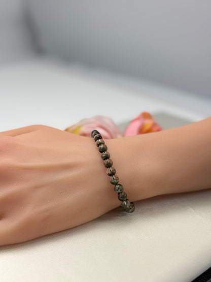 Natural Green Phantom Quartz Bead (6.5-7mm) Bracelet