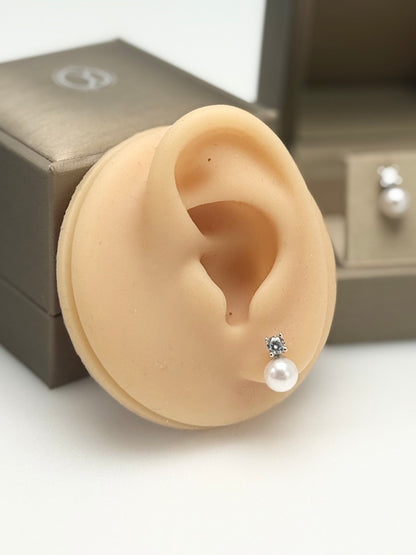 Elegant 2-way Design Akoya Pearl (6.5-7mm) Stud Earrings | Timeless.