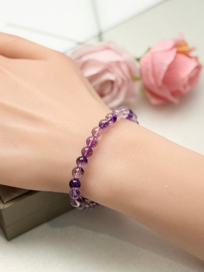 Natural Super 7 Purple Crystal Bead Bracelet