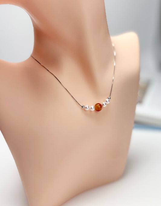 Whispers of the Sea (Japan Akoya Pearl) and Earth (Jadeite) Necklace
