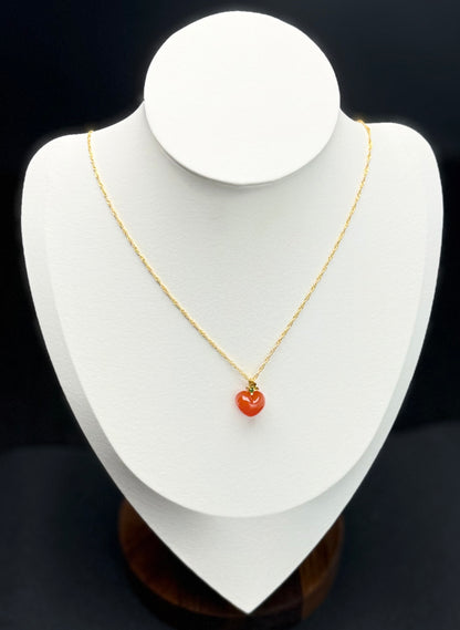 18K Solid Gold Exquisite Nanhong South Red Agate Pendant.
