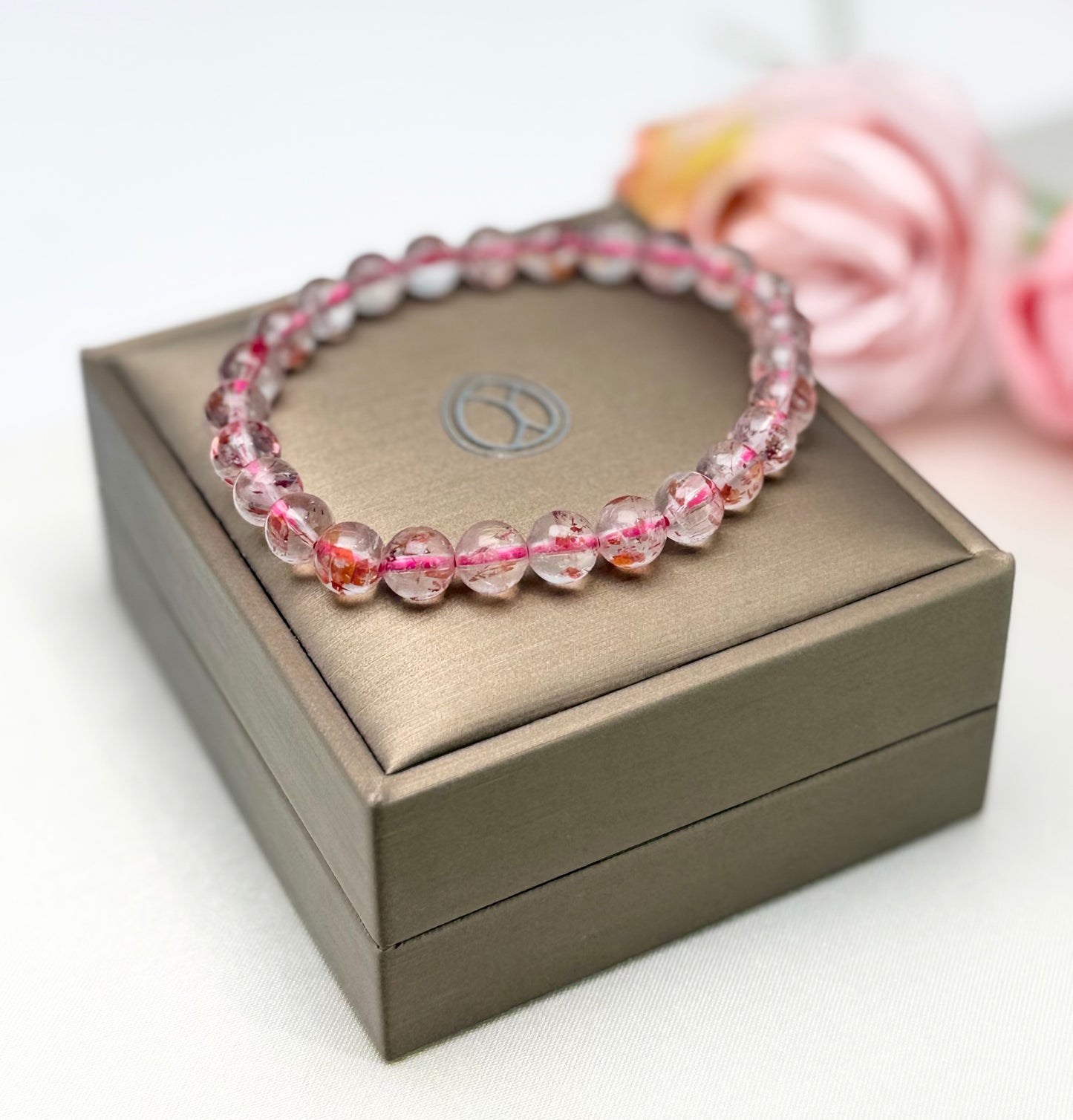 Super 7 Strawberry Crystal Bead Bracelet | Love & Abundance