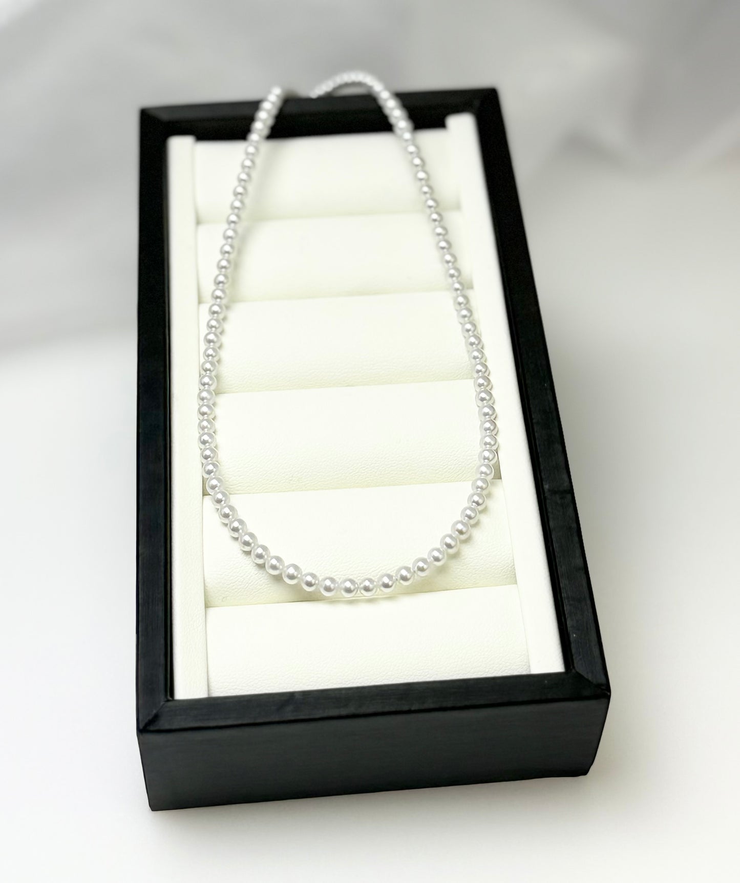 Elegant Freshwater Pearl Aurora White (Blue overtone) Baby Necklace (3.5-4mm)