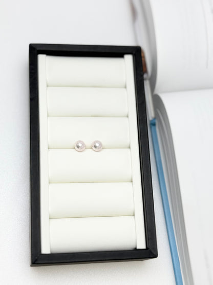 18K Solid Gold Saltwater Japan Top Luster ("Tennyo") Akoya Pearl (7.5-8mm) Stud Earrings | Timeless Radiance for Every Occasion )