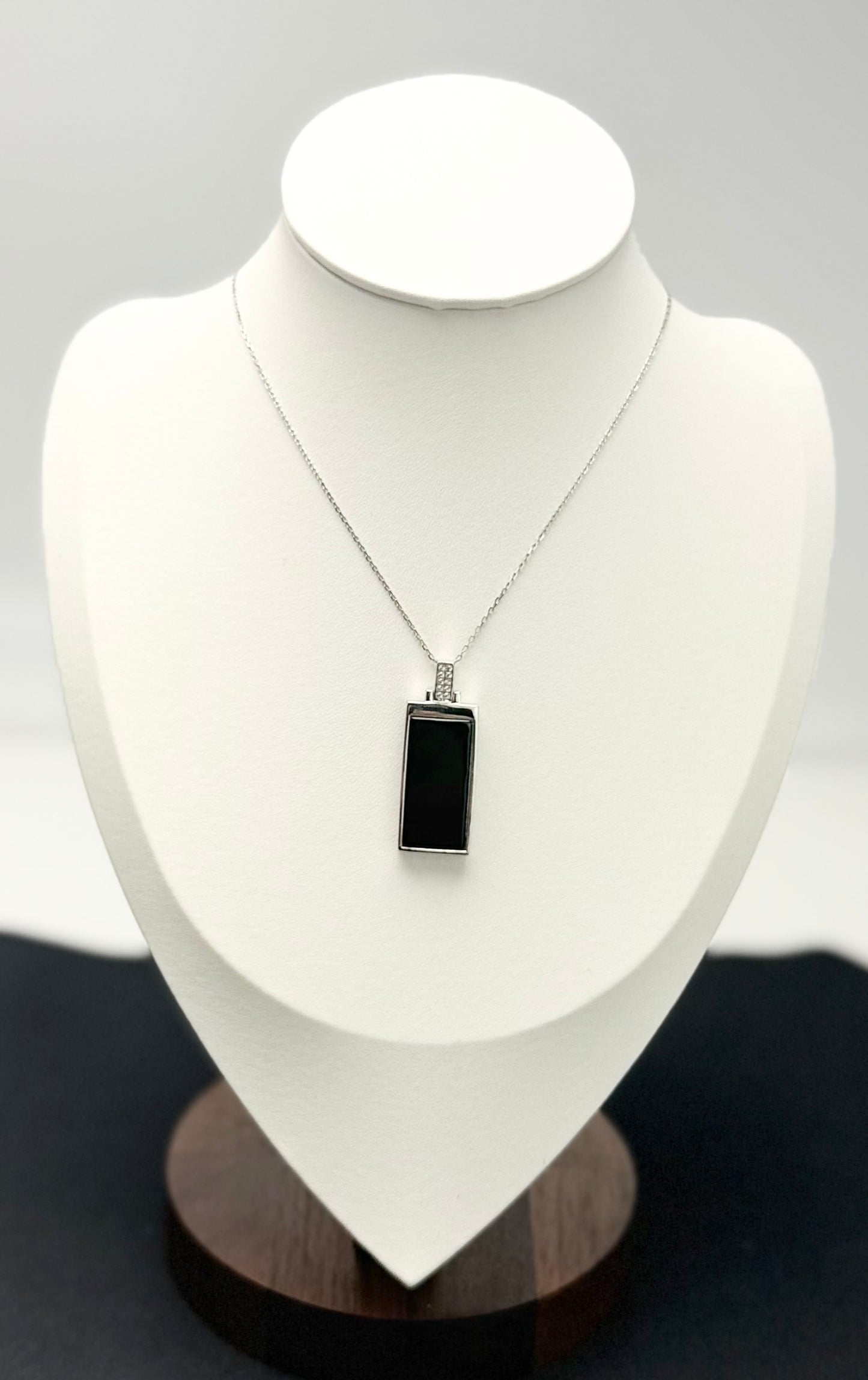 Natural Grade A Rectangle (无事牌）Black Jadeite Pendant | Modern Elegance.