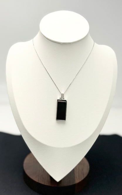 Natural Grade A Rectangle (无事牌）Black Jadeite Pendant | Modern Elegance.