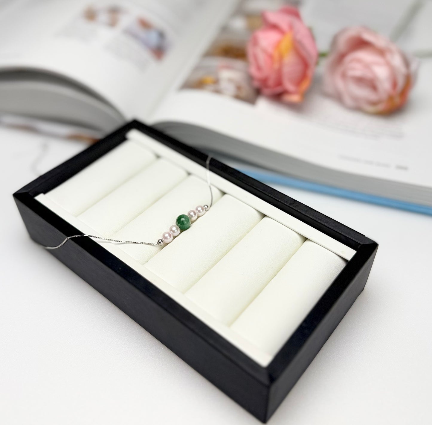 Whispers of the Sea (Japan Akoya Pearl) and Earth (Jadeite) Necklace