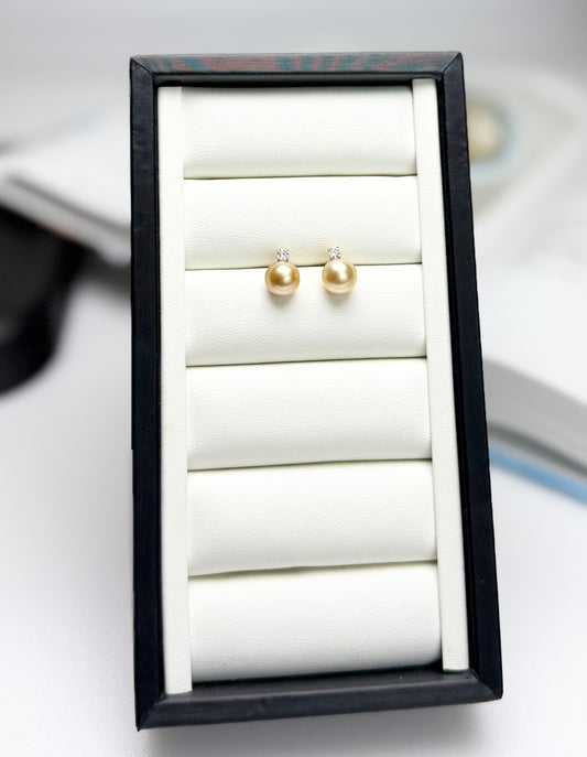 18K Solid Gold Golden South Sea Pearl Earrings | Princess Diana Design