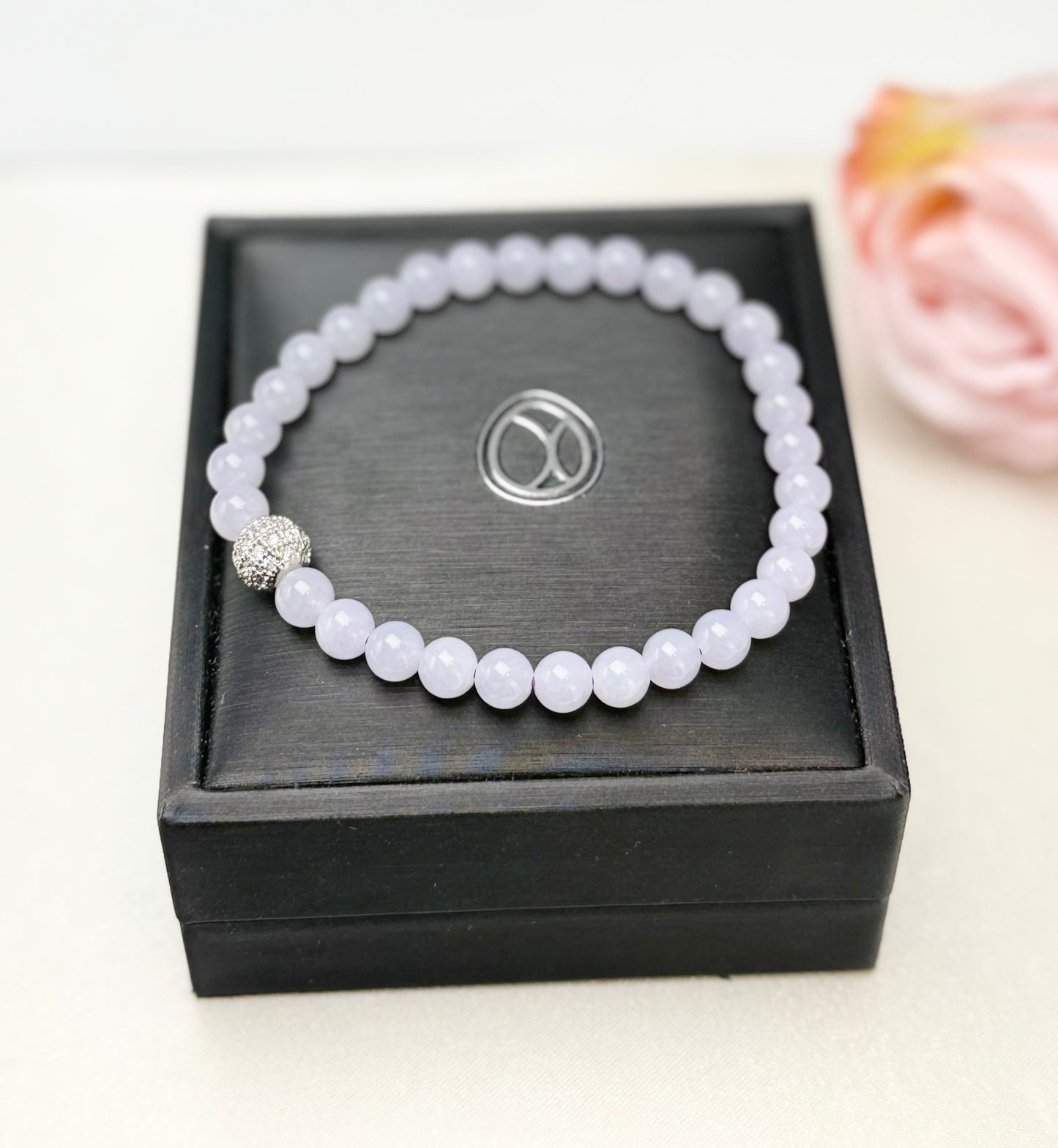 Natural Grade A Lavender Purple Jadeite Serenity Bracelet