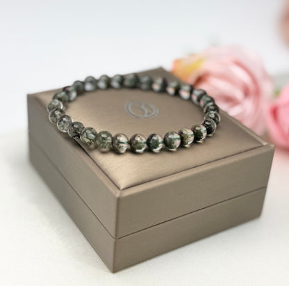 Natural Green Phantom Quartz Bead (6.5-7mm) Bracelet