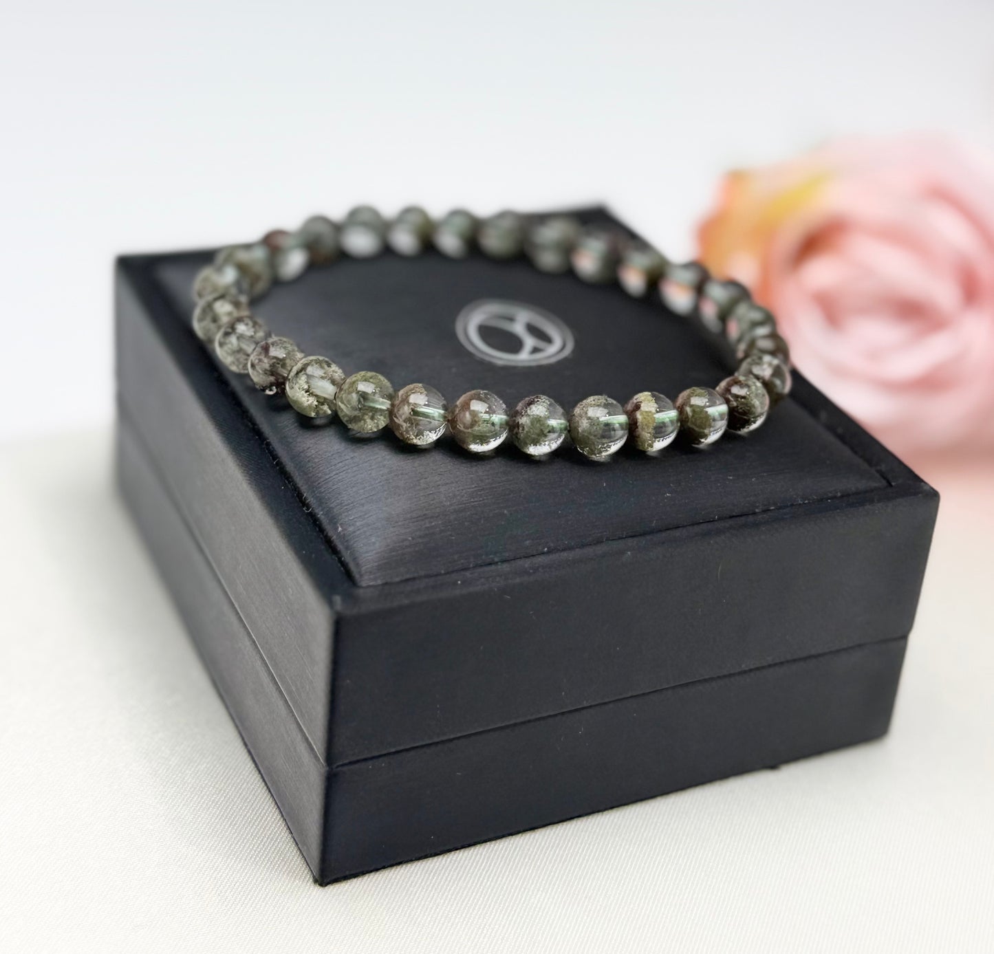 Natural Green Phantom Quartz Bead (6.5-7mm) Bracelet