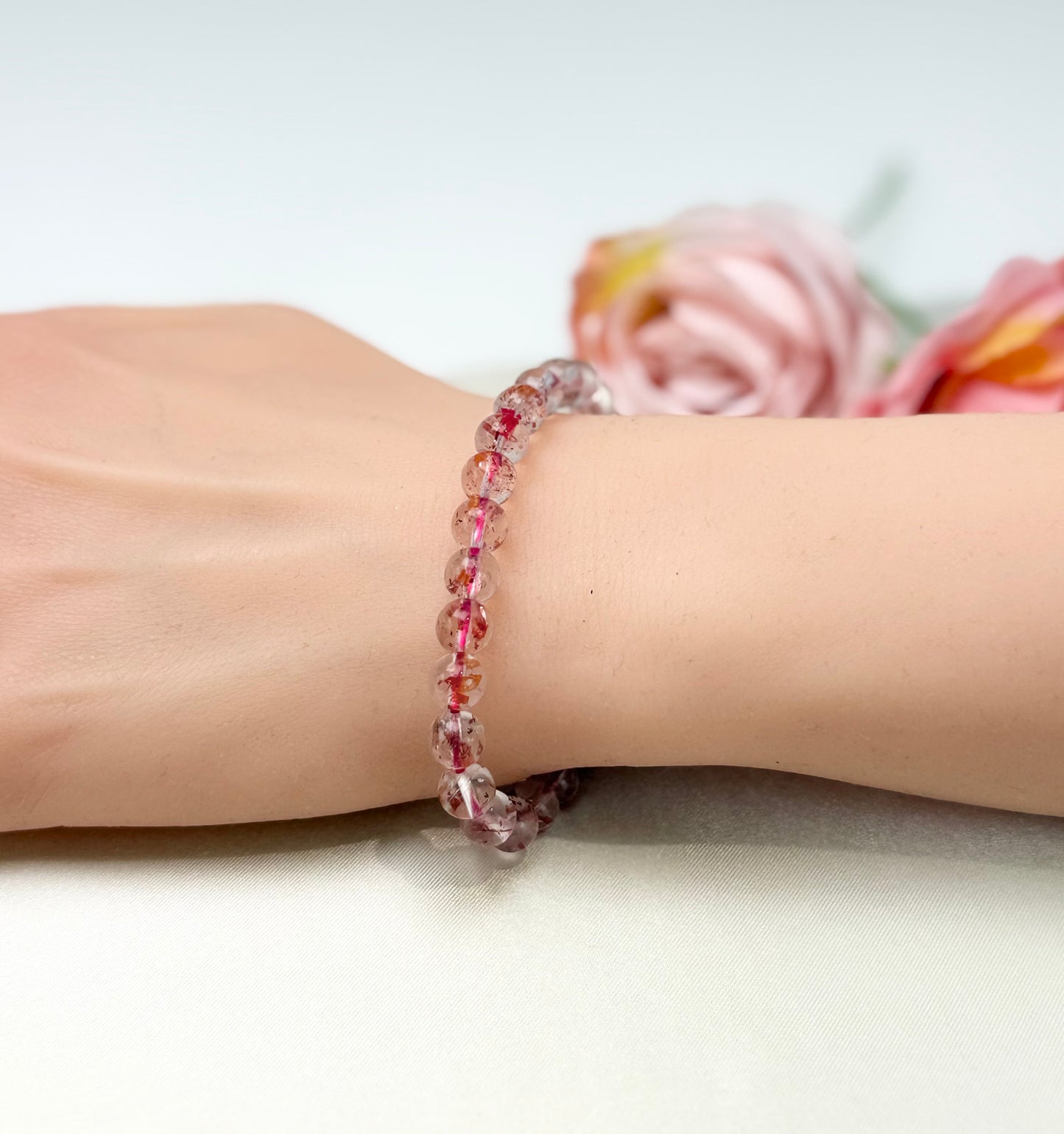 Super 7 Strawberry Crystal Bead Bracelet | Love & Abundance