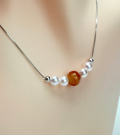 Whispers of the Sea (Japan Akoya Pearl) and Earth (Jadeite) Necklace