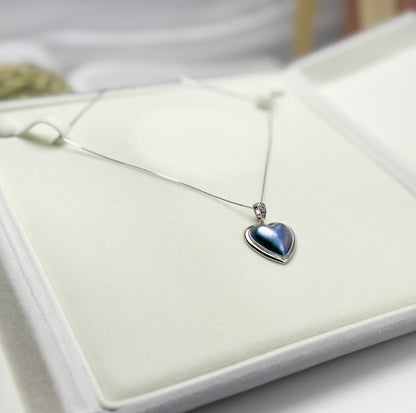 Heart-Shaped Saltwater Blue Mabe Pearl Pendant.