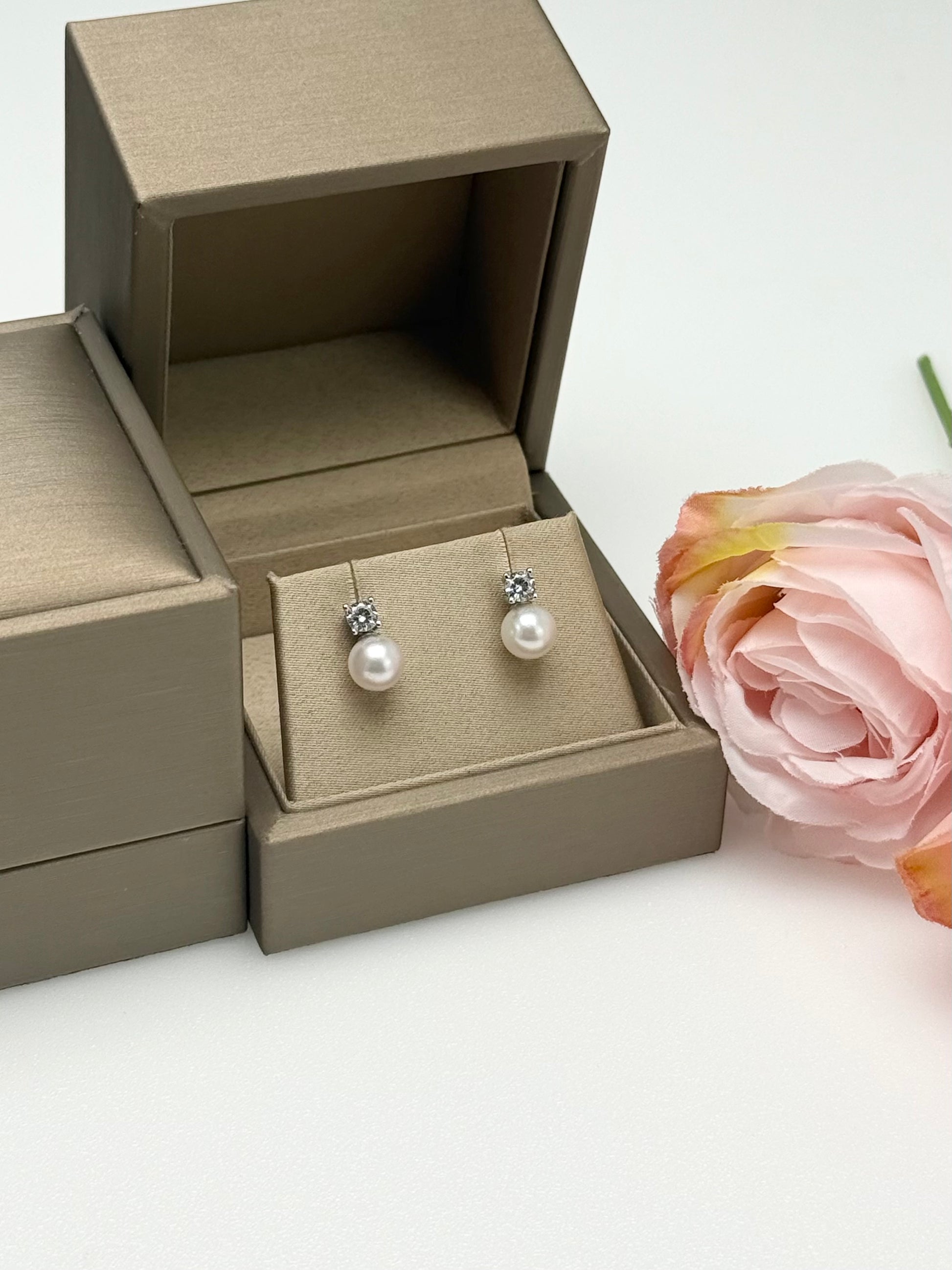 Elegant 2-way Design Akoya Pearl (6.5-7mm) Stud Earrings | Timeless.