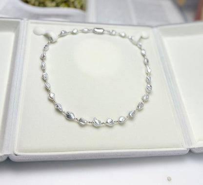Unique Freshwater White (Blue tone) Keshi Pearl (6-8mm) Necklace.