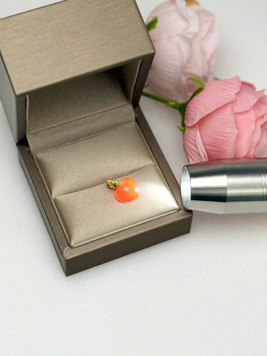 18K Solid Gold Exquisite Nanhong South Red Agate Pendant