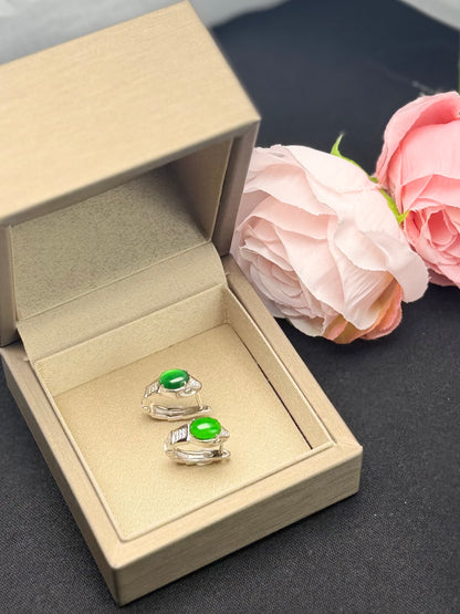 Natural Grade A Elegant Jadeite Snake Earrings | Sterling Sophistication.