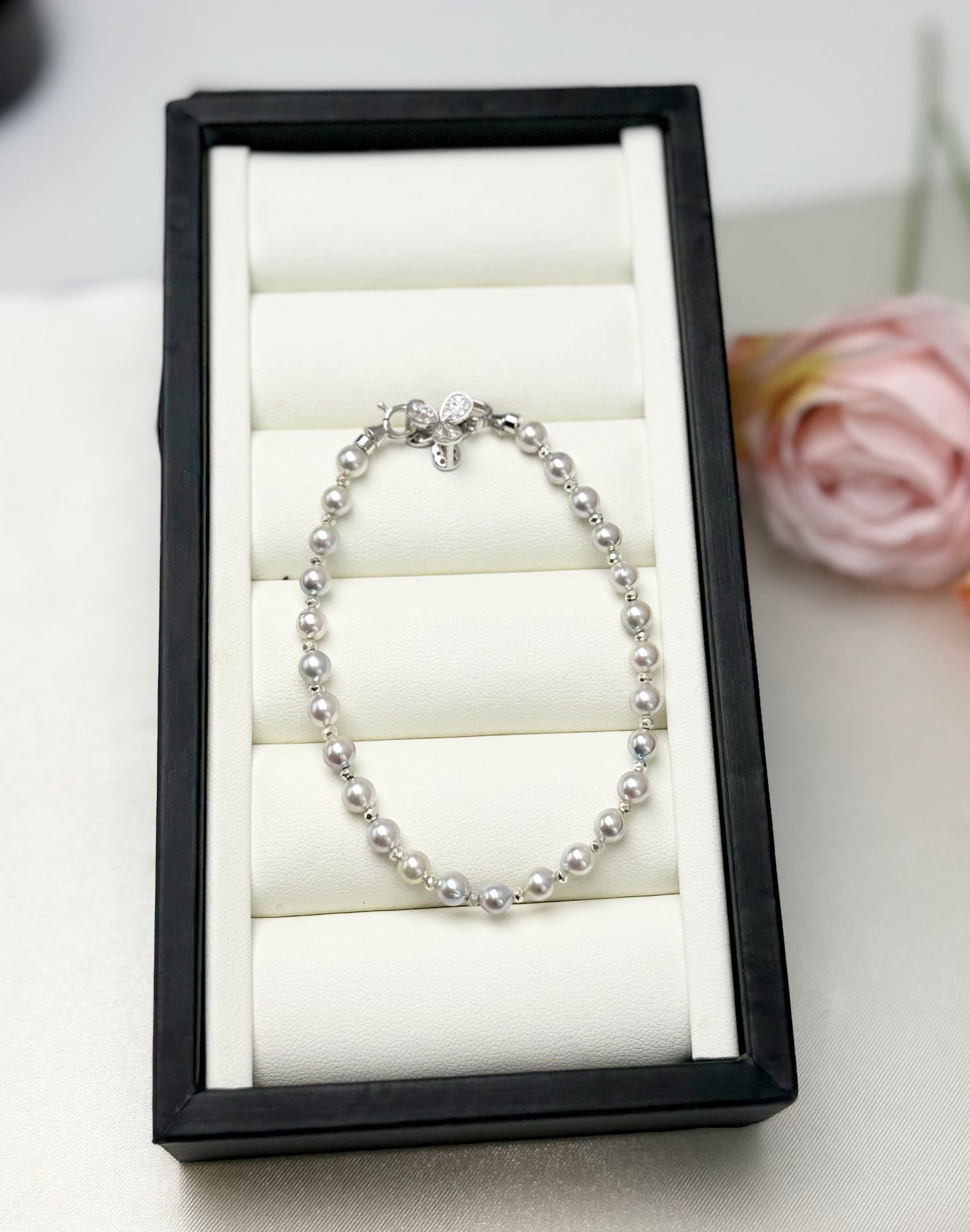 Akoya Silver-Blue Pearl (4-4.5mm) Bracelet | Timeless Elegance in a Cool Glow