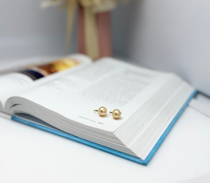 18K Solid Gold High Heel Golden Southsea Pearl Earring (10.5 - 11mm) |Timeless Pearl Earrings