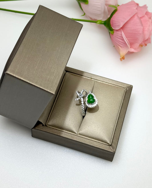 Natural Grade A Ribbon-Inspired Jadeite Ring | Graceful Elegance with a Touch of Charm