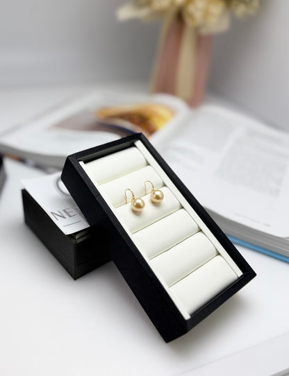 18K Solid Gold High Heel Golden Southsea Pearl Earring (10.5 - 11mm) |Timeless Pearl Earrings