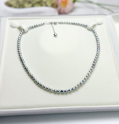 Natural Silver-Blue Akoya Pearl (4-5mm) Necklace with Vibrant Overtones | Authentic Colours.