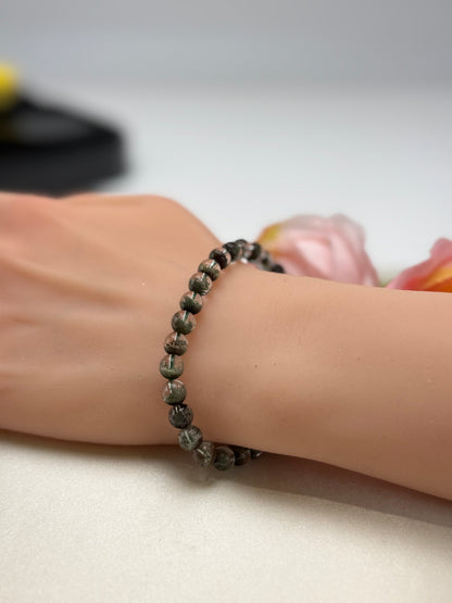 Natural Green Phantom Quartz Bead (6.5-7mm) Bracelet