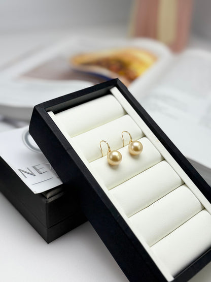 18K Solid Gold High Heel Golden Southsea Pearl Earring (10.5 - 11mm) |Timeless Pearl Earrings