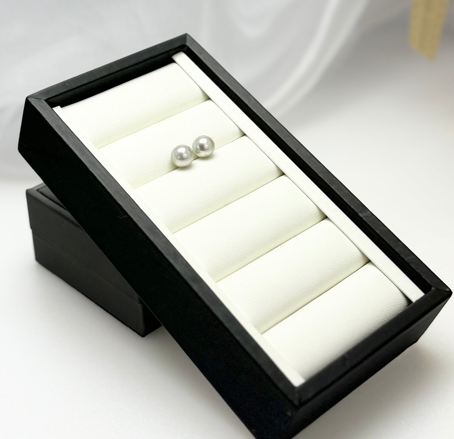 18K Solid Gold Saltwater Japan Akoya Silver Blue (8.5-9mm) Earring Studs