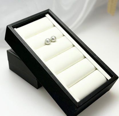 18K Solid Gold Saltwater Japan Akoya Silver Blue (8.5-9mm) Earring Studs